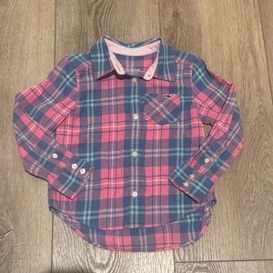 Vineyard Vines Kids Plaid Button Down Shirt - Pink and Blue 4T